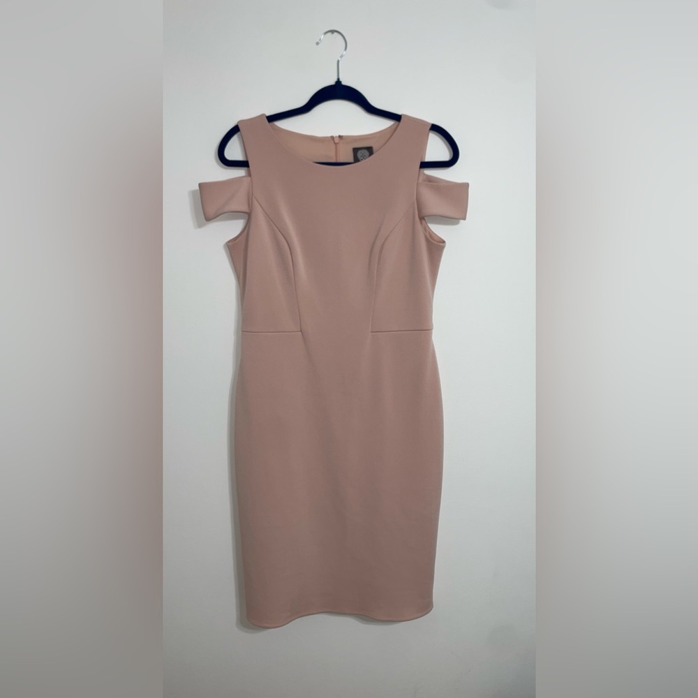 Vince Camuto Blush Pink Cold Shoulder Crepe Sheath Dress Size 8 $168